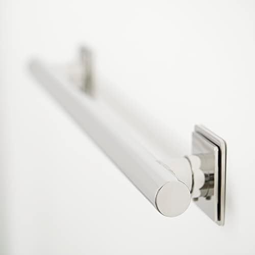 24-inch Coronado Designer Straight Bathroom Shower Grab Bar with Decorative Square Flanges, Polished