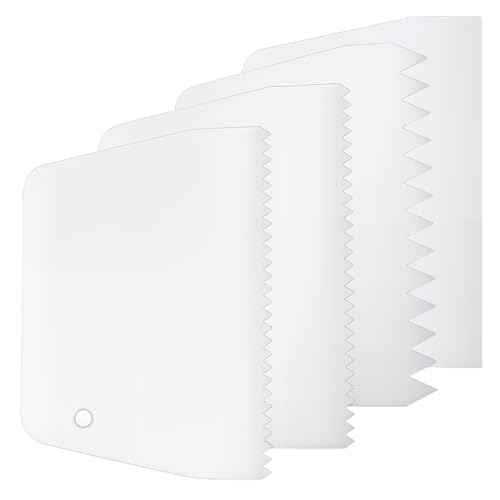 4 Pcs Adhesive Spreader, Notched Glue Applicator Kits Plastic Trowel Adhesive Barrier Spreader 0.5"/1" Tooth Reusable Hardwood Flooring Spreaders for Applying Glue Epoxy PET Putty(White)