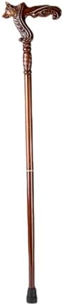 Hand Carved Wooden Walking Cane with Ergonomic Handle and Rubber Tip for Men and Women - Fashionable Unique Walking Stick for Seniors - 37 inch