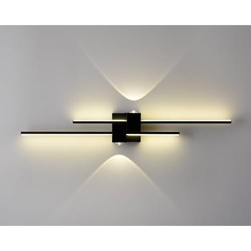 Black Wall Sconces Modern LED Bathroom Vanity Linear Wall Lamp 3000K Warm Light for Living Room Indoor Wall Lighting for Bedroom Living Room Hallway Stairway