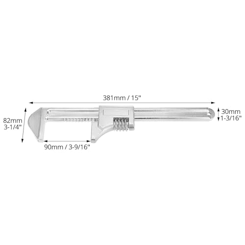 QWORK 15" Automotive Wrench - Adjustable Chrome-Plated Tool for for Plumbers, Pipe, Home, Auto Repair