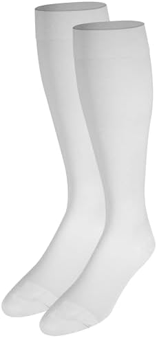 NuVein Medical Compression Stockings, 20-30 mmHg Support for Women & Men, Knee Length, Closed Toe, White, 3X-Large