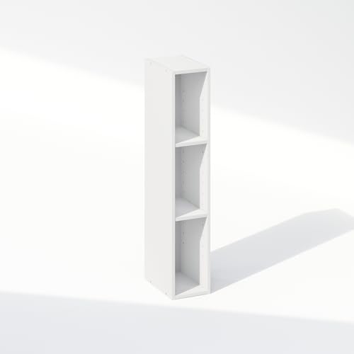 Furinno Reed 3-Tier Closet Organizers and Storage, Closet Organizer, Open Shelf Closet Storage, for Wardrobe, Bedroom, Living Room, 6-Inch Width, White