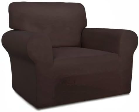 PureFit Super Stretch Chair Sofa Slipcover – Spandex Non Slip Soft Couch Sofa Cover, Washable Furniture Protector with Non Skid Foam and Elastic Bottom for Kids, Pets （Chair, Chocolate）