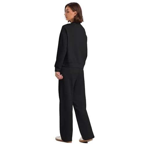 WIHOLL Two Piece Sets for Women Fall Outfits Lounge Sets Mock Neck Tops Wide Leg Pants Vacation Travel Airport Outfits