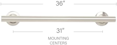 Seachrome 36-inch Coronado Designer Straight Bathroom Shower Grab Bar, Satin Stainless Steel, Brushed Nickel