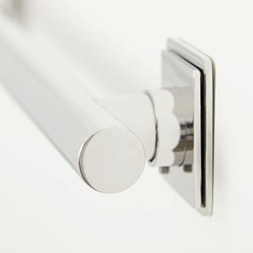 24-inch Coronado Designer Straight Bathroom Shower Grab Bar with Decorative Square Flanges, Polished