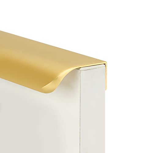 goldenwarm 25 Pack 5 Inch Matte Gold Finger Pulls Cabinet Edge Pulls Brushed Brass Drawer Handles Edge Hardware for Kitchen Cupboard