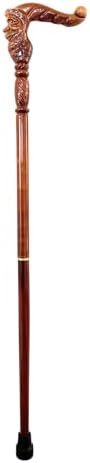 Hand Carved Wooden Walking Cane with Ergonomic Handle and Rubber Tip for Men and Women - Fashionable Unique Walking Stick for Seniors - 37 inch