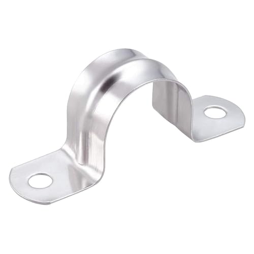 50 Pack 3/4 Inch 20mm U Bracket Rigid Pipe Strap Clamp, Two Hole Strap U Tube Pipe Conduit Clamp Clip for Pipe Fixing