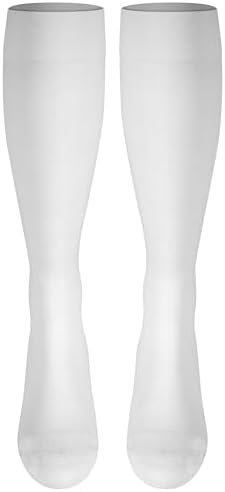 NuVein Medical Compression Stockings, 20-30 mmHg Support for Women & Men, Knee Length, Closed Toe, White, Large