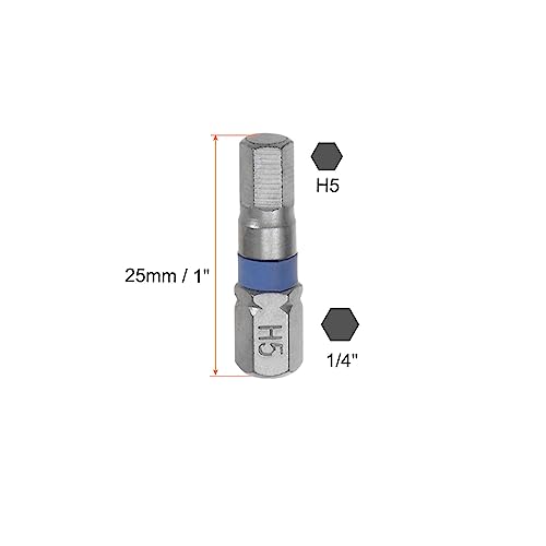 HARFINGTON 8pcs H5 Hex Screwdriver Bit 5mm 1/4" Hex Shank 1" Length S2 Steel Magnetic Power Drill Bits