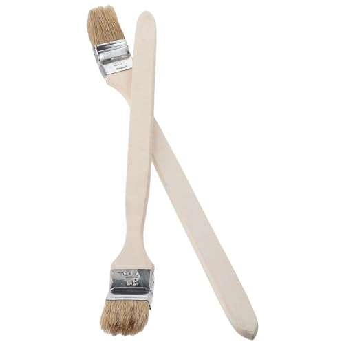 2Pcs Paint Brush Head Width 40mm/1.5 inch Long Wood Handle Metal Ferrule Bent Paint Brush Radiator Brush
