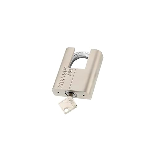 J55S keyed Padlock, Heavy Duty Stainless Steel Shackle Lock, Waterproof and Rustproof Storage, Warehouses, Garage, Outdoors, 1-Pack