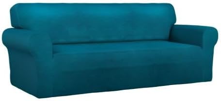 PureFit Super Stretch Sofa Slipcover – Spandex Non Slip Soft Couch Sofa Cover, Washable Furniture Protector with Non Skid Foam and Elastic Bottom for Kids, Pets （Sofa, Peacock Blue）