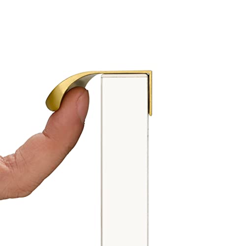 goldenwarm 25 Pack 5 Inch Matte Gold Finger Pulls Cabinet Edge Pulls Brushed Brass Drawer Handles Edge Hardware for Kitchen Cupboard