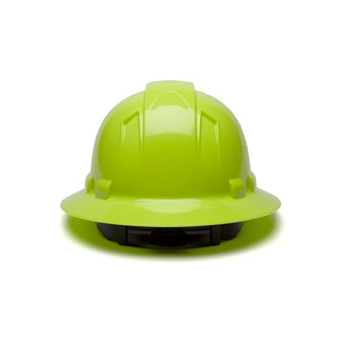 Pyramex Ridgeline Full Brim Hard Hat 4 Point Ratchet Hi Vis Lime