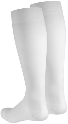 NuVein Medical Compression Stockings, 20-30 mmHg Support for Women & Men, Knee Length, Closed Toe, White, 3X-Large