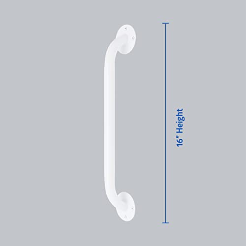 Medline White 16” Grab Bar for Shower & Bathtub, Independence Aid & Ease of Movement — For Elderly, Handicapped or Seniors, 300 lb. Capacity, 1 Bar