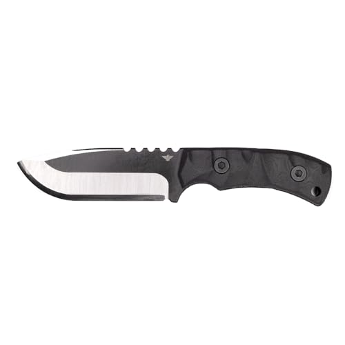RavenCrest Tactical Blackridge Fixed Blade Knife ? Full Tang D2 Steel ? Blade-Heavy Design ? Stonewashed Finish ? Compact G10 Handle ? Kydex Sheath with Tek Lok