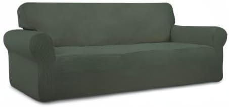 Easy-Going Stretch Oversized Sofa Slipcover 1-Piece Sofa Cover Furniture Protector Couch Soft with Elastic Bottom for Kids, Polyester Spandex Jacquard Fabric Small Checks Olive Green