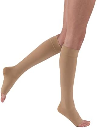 JOBST Relief 30-40 mmHg Compression Stockings, Knee High, Open Toe, Large Full Calf, Beige