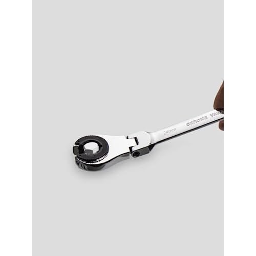 FLZOSPER 24mm Metric Fix Tubing Wrench£¬Flex-Head Gear Wrench, Ratcheting Fix Combination Wrench Spanner