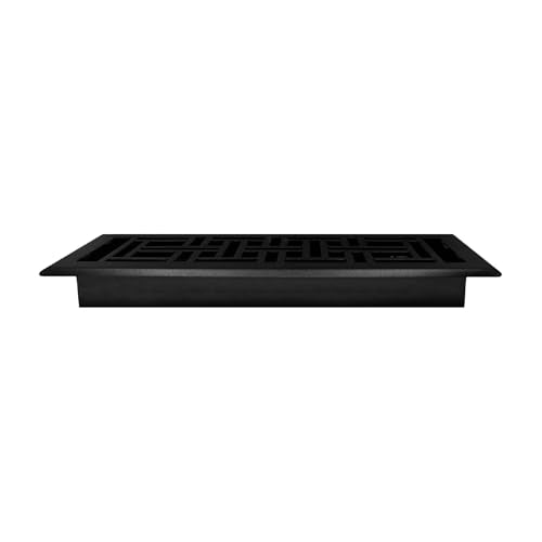 Decor Grates (4-Pack) AJH412-BLK Oriental Floor Register, 4x12 Inches, Textured Black Finish