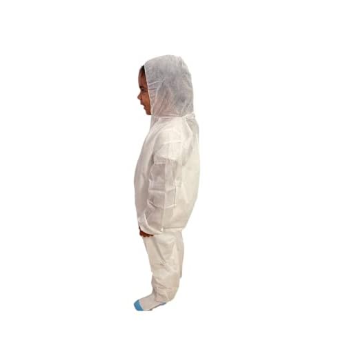 Disposable Children's Coveralls w Hood and elastic wrists, Pack of 5