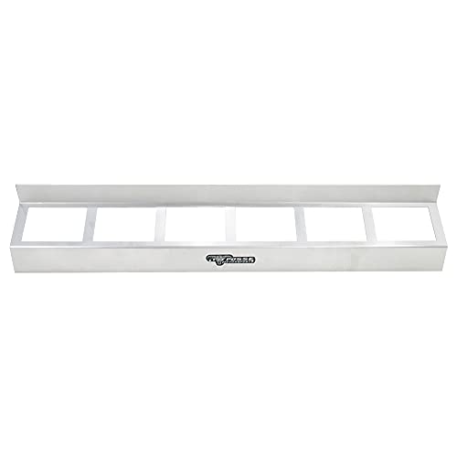 Pit Posse 304 Six Quart Oil Can Rack Holder 32" Caddy Wall Hanger Aluminum Shelf - Made in USA - Holds 6 Quarts of Motor Engine Oil - Enclosed Race Trailer Shop Garage Storage Organizer (Silver)