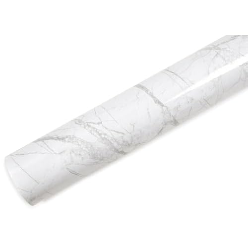 ROSEROSA Peel and Stick Glossy Faux Marble Self-Adhesive Wallpaper Door Wrap Countertop Mirror Moulding Trim PGS4137
