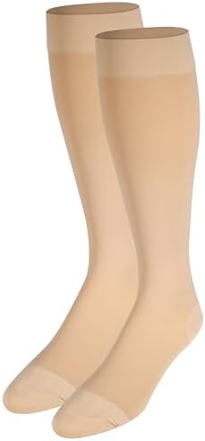 NuVein Medical Compression Stockings, 20-30 mmHg Support for Women & Men, Knee Length, Closed Toe, Beige, 3X-Large