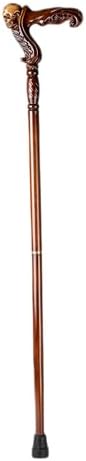 Hand Carved Wooden Walking Cane with Ergonomic Handle and Rubber Tip for Men and Women - Fashionable Unique Walking Stick for Seniors - 37 inch