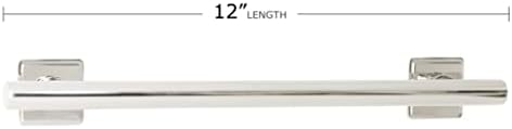 12-inch Coronado Designer Straight Bathroom Shower Grab Bar with Decorative Square Flanges, Polished