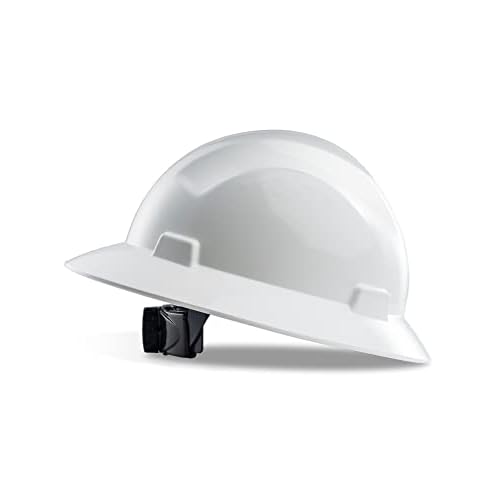 LANON White Full Brim Hard Hat, OSHA Construction Work Approved, HDPE Safety Helmet with 4 Point Adjustable Ratchet Suspension, Class E, G & C