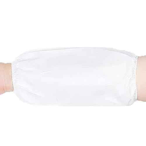 ZMDREAM Hazmat Sleeves Covers Arm Protector with Elasticated Ends White for Painting Tatoo Cleaning 13/16 inches Pack of 100