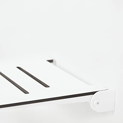 Seachrome 18 inch Silhouette Slimline Folding Wall Mount Shower Bench Seat, White Seat with White Frame