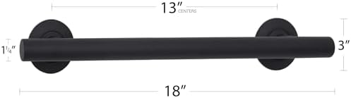 Seachrome 18-inch Coronado Designer Straight Bathroom Shower Grab Bar, Stainless Steel, Matte Black
