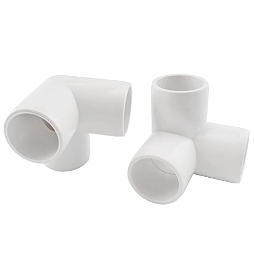1-1/4 Inch 3 Way PVC Fitting Furniture Grade Pipe Corner Elbow for Greenhouse Shed/Tent Connection/Garden Support Structure/Storage Frame [Pack of 6]