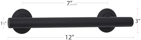 Seachrome 12-inch Coronado Designer Straight Bathroom Shower Grab Bar, Stainless Steel, Matte Black