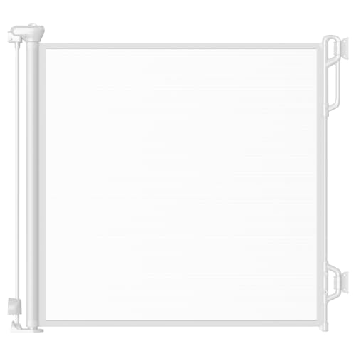 Retractable Safety Baby Gate or Mesh Dog Gate,Durable Portable Mesh Retractable Gate,Easy to Use for Stairs, Doorways, Hallways, Indoor, Outdoor, 33.5" Tall, Extends to 55" Wide,White