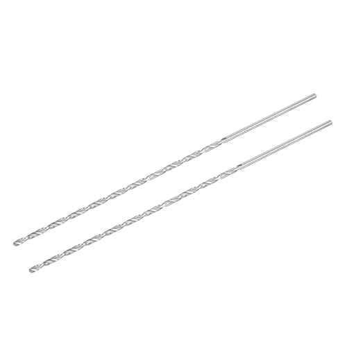 uxcell HSS(High Speed Steel) Extra Long Twist Drill Bits, 3mm Drill Diameter 200mm Length for Hardened Metal Woodwork Plastic Aluminum Alloy 2 Pcs