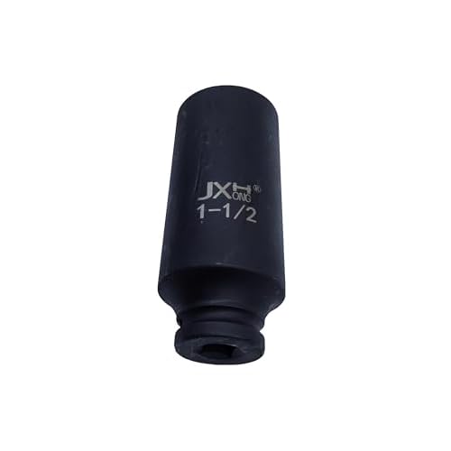 1/2" Drive 1-1/2" Impact Socket, Extra Deep, 6-Point, 4.7" Long, Heat Treated Cr-V Alloy Steel