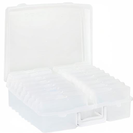 novelinks Transparent 4" x 6" Photo Organizers and Photo Storage Box with Handle, 16 Inner Photo Cases, Portable Picture Organizers & Photo Storage Containers (Clear)