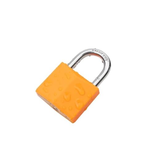 8-Pack Keyed Alike Locks, Orange Covered Brass Keyed Padlock with Stainless Steel Shackle, 1-9/16 Inch Lock Body, Rustproof Locks for Luggage Gate Fence Hasp Cabinet Toolbox Gym School Locker