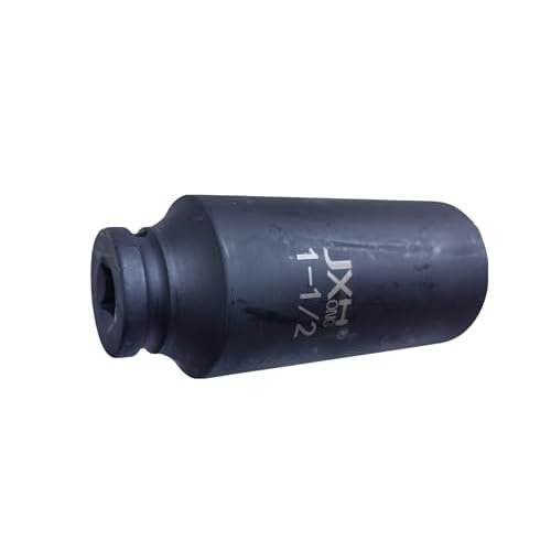 1/2" Drive 1-1/2" Impact Socket, Extra Deep, 6-Point, 4.7" Long, Heat Treated Cr-V Alloy Steel