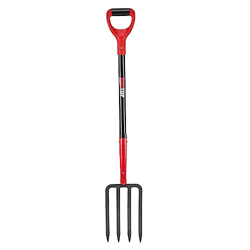 4-Tine Heavy Duty Pitchfork Digging Fork Garden Fork Pitch Forks with Fiberglass Handle for Gardening, Hay,Digging Potatos,43 inches