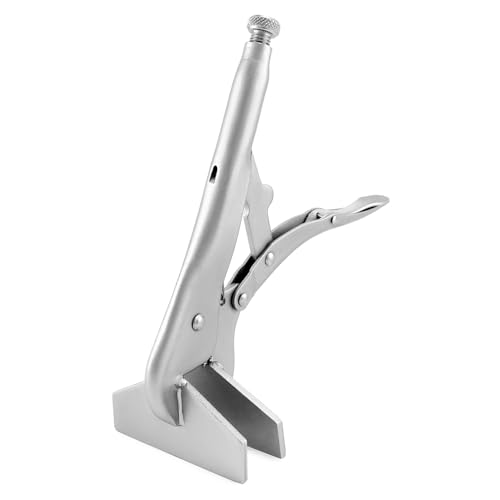 QWORK 10" Locking Sheet Metal Clamp, 4 Pcs Welding Locking Plier Tools, Heavy Duty Sheet Metal Grip Tool, Heat-Treated Nickle Plated Welding Plier, Extra Wide Duck Billed Pliers