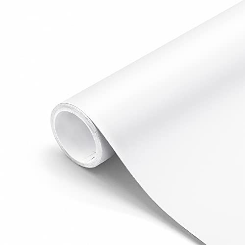 seonta 16"x78.7" Matte White Wallpaper Peel and Stick Contact Paper Self Adhesive Removable Warpping Decorative Vinyl Film Waterproof Wall Paper for Walls Countertop Cabinets Furniture