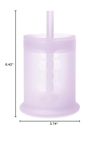 Olababy Silicone Training Cup with Straw Lid | Babies Water Drinking Cup | 6+ Mo Infant To 12-18 Months Toddler | Sippy Cup For Kids & Smoothie Cup | Baby Led Weaning (Lilac, 5 oz)
